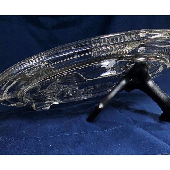 Clear Glass Etched Rose Design Footed Cake Plate Pattern 11.25 ", Vintage - Picture 4 of 5